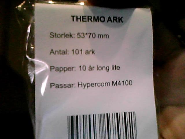 Hypercom M4100 Printer papir thermo Thermoark 53*70 mm 101 ark